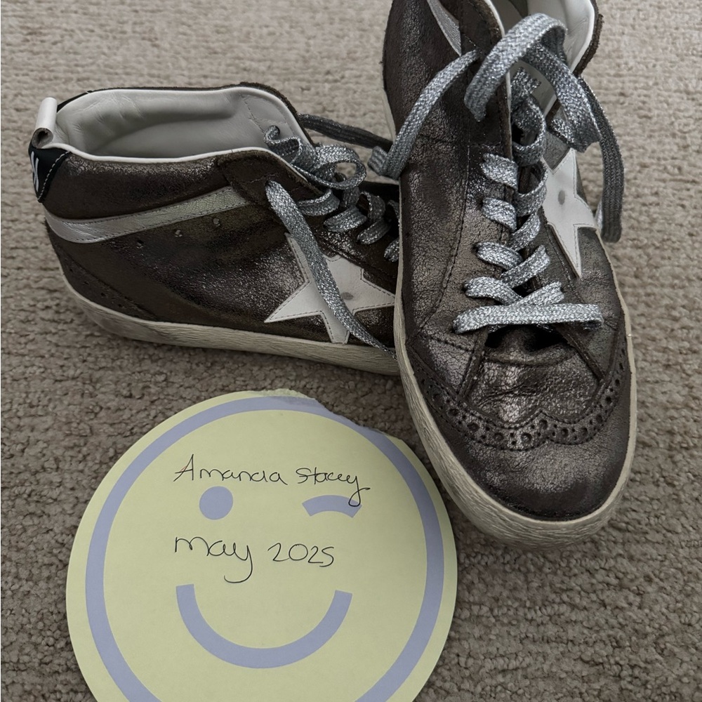 Golden Goose Silver White Sneakers Distressed Style